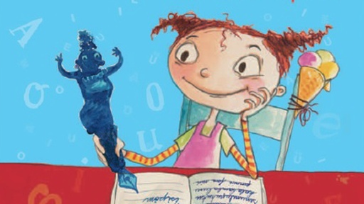 [AR02371-001] Klara schreibt mit blauer Tante